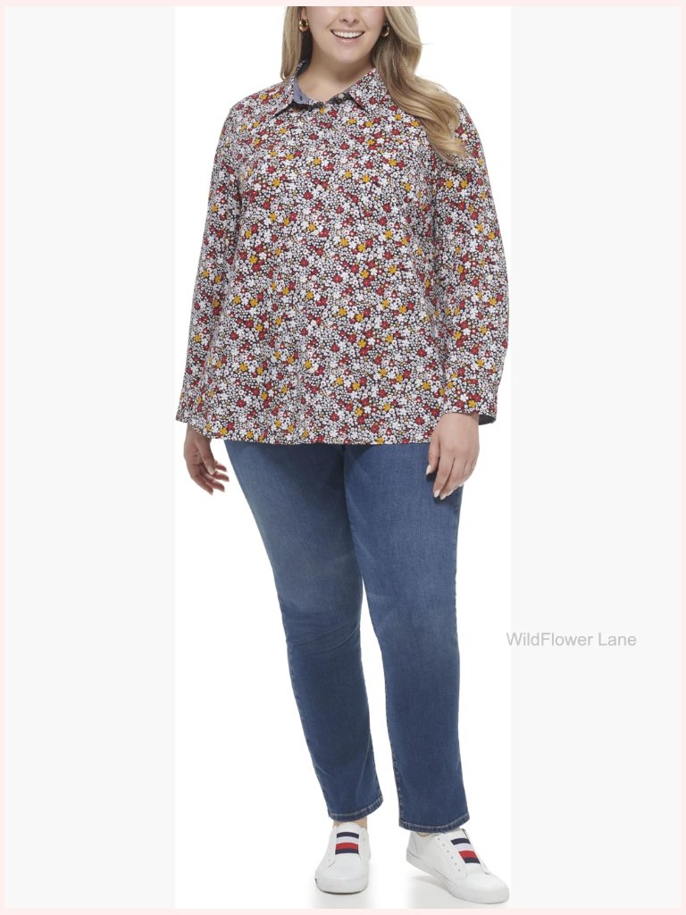 Long Sleeve Button Down Collared Shirt Women Regular Fit Cotton
